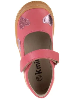 Leder-Spangenballerinas in Rosa