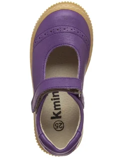 Leder-Spangenballerinas in Lila