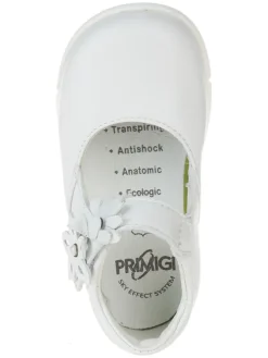 Leder-Spangenballerinas in Weiß