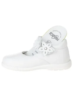 Leder-Spangenballerinas in Weiß