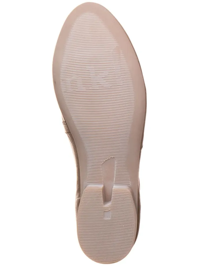 Leder-Spangenballerinas in Taupe