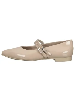 Leder-Spangenballerinas in Beige