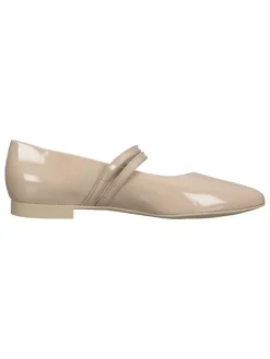 Leder-Spangenballerinas in Beige