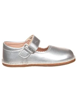 Leder-Spangenballerinas in Silber