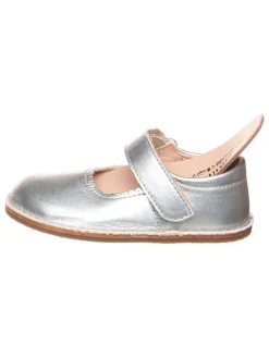 Leder-Spangenballerinas in Silber