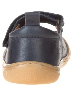 Leder-Spangenballerinas in Dunkelblau