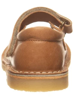 Leder-Spangenballerinas in Hellbraun