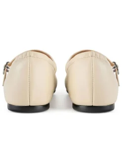 Leder-Spangenballerinas in Beige