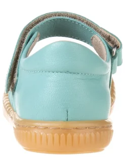 Leder-Spangenballerinas in Türkis