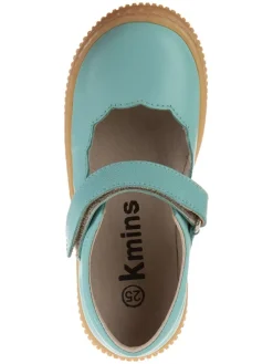 Leder-Spangenballerinas in Türkis