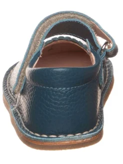 Leder-Spangenballerinas in Dunkelblau