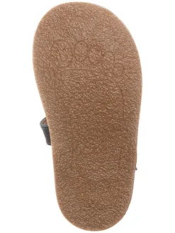 Leder-Spangenballerinas in Dunkelblau