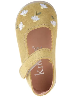 Leder-Spangenballerinas in Gelb