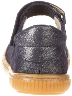 Leder-Spangenballerinas in Dunkelblau