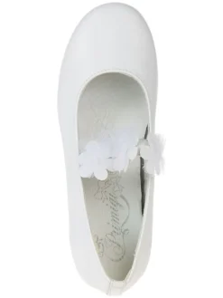 Leder-Spangenballerinas in Weiß