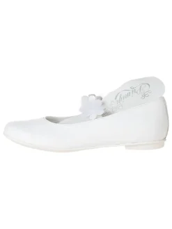 Leder-Spangenballerinas in Weiß