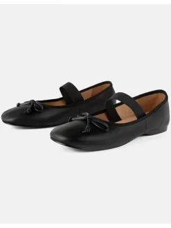 Leder-Spangenballerinas "Under Paris Sky" in Schwarz