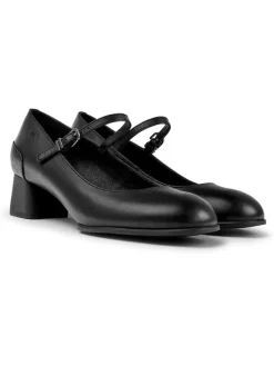 Leder-Spangenpumps in Schwarz