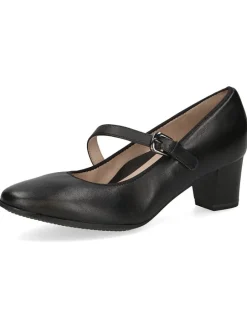 Leder-Spangenpumps in Schwarz