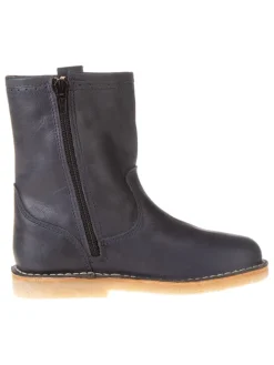 Leder-Stiefel in Dunkelblau