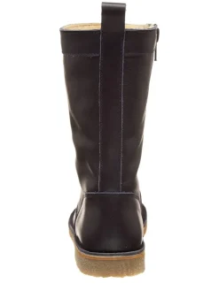 Leder-Stiefel in Dunkelblau