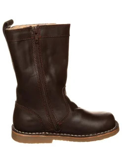 Leder-Stiefel in Dunkelbraun