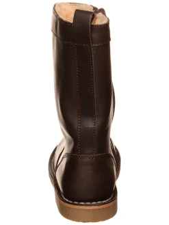 Leder-Stiefel in Dunkelbraun