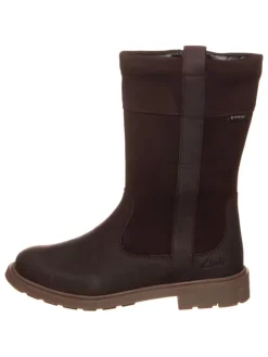 Leder-Stiefel in Dunkelbraun