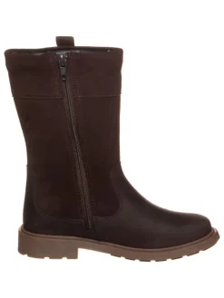 Leder-Stiefel in Dunkelbraun