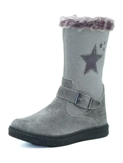 Leder-Stiefel in Grau