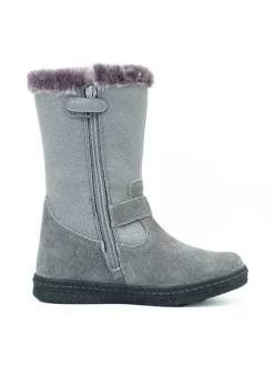 Leder-Stiefel in Grau