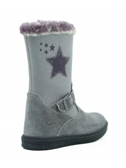 Leder-Stiefel in Grau