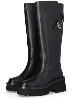 Leder-Stiefel in Schwarz