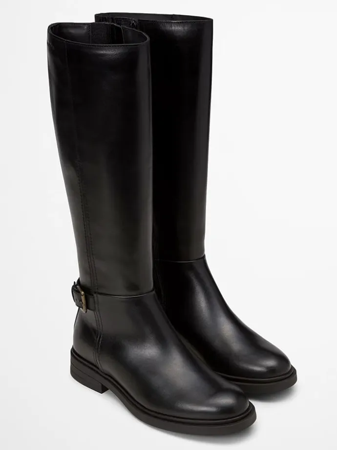 Leder-Stiefel "Paula" in Schwarz