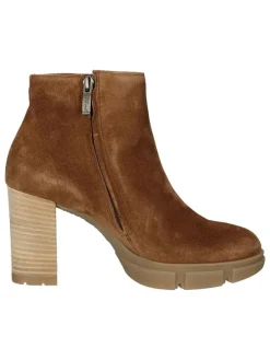 Leder-Stiefeletten in Hellbraun