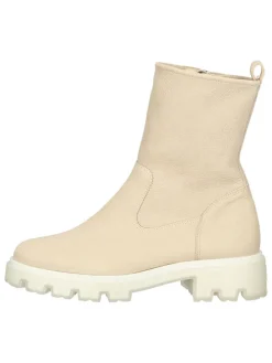 Leder-Stiefeletten in Beige