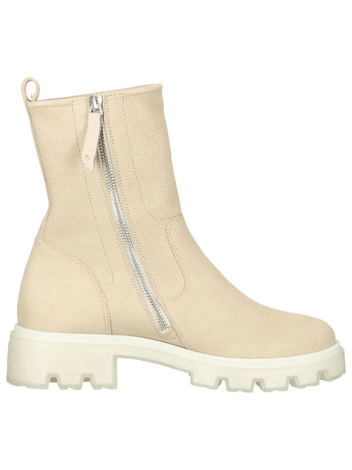 Leder-Stiefeletten in Beige