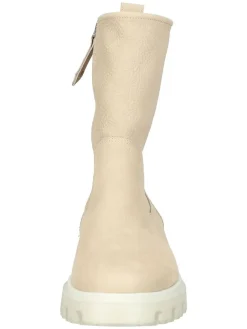 Leder-Stiefeletten in Beige