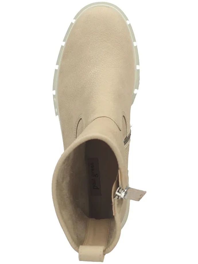 Leder-Stiefeletten in Beige