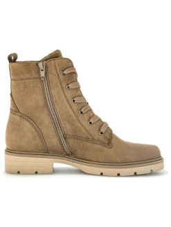 Leder-Stiefeletten in Beige