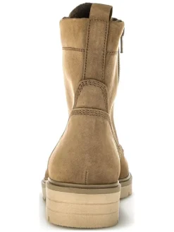 Leder-Stiefeletten in Beige