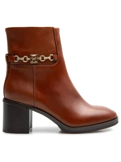 Leder-Stiefeletten in Hellbraun