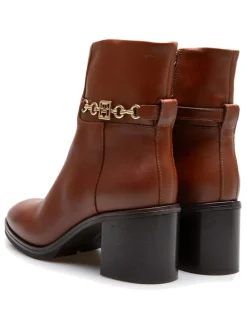 Leder-Stiefeletten in Hellbraun