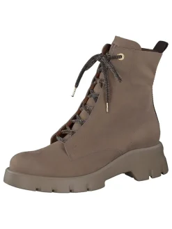 Leder-Stiefeletten in Hellbraun