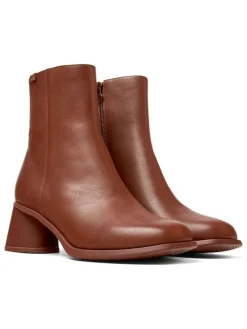 Leder-Stiefeletten in Hellbraun