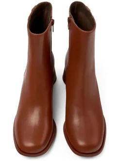 Leder-Stiefeletten in Hellbraun