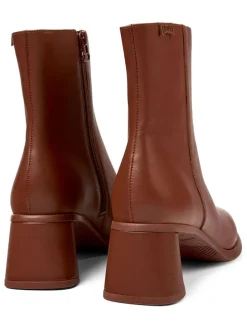 Leder-Stiefeletten in Hellbraun