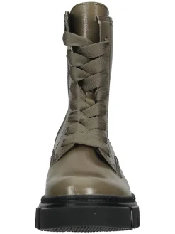Leder-Stiefeletten in Khaki