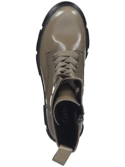 Leder-Stiefeletten in Khaki