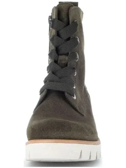 Leder-Stiefeletten in Khaki